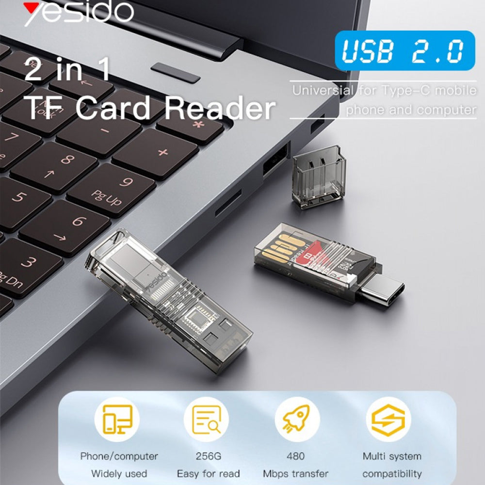 Čtečka karet USB / USB-C Yesido GS21, microSD, Transparent