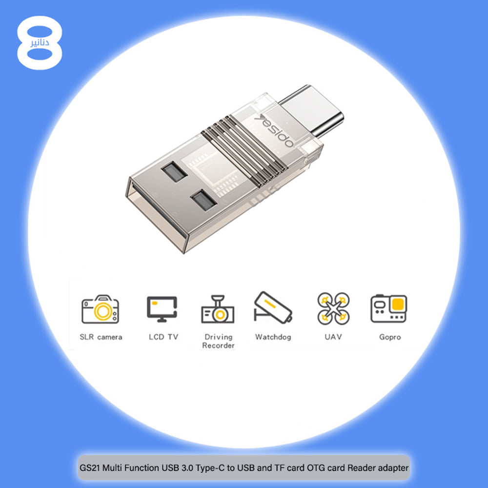Čtečka karet USB / USB-C Yesido GS21, microSD, Transparent
