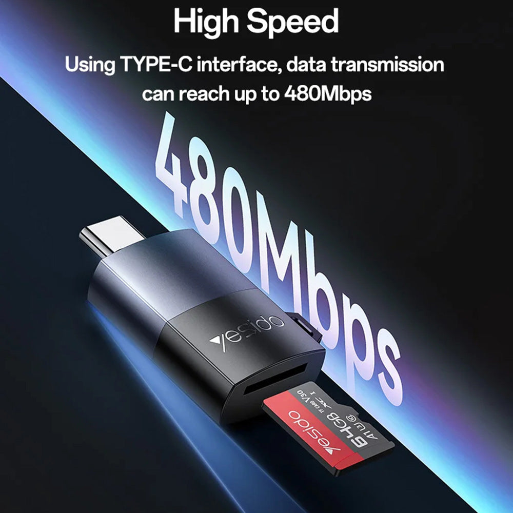 Čtečka karet USB-C Yesido GS37, microSD, černá