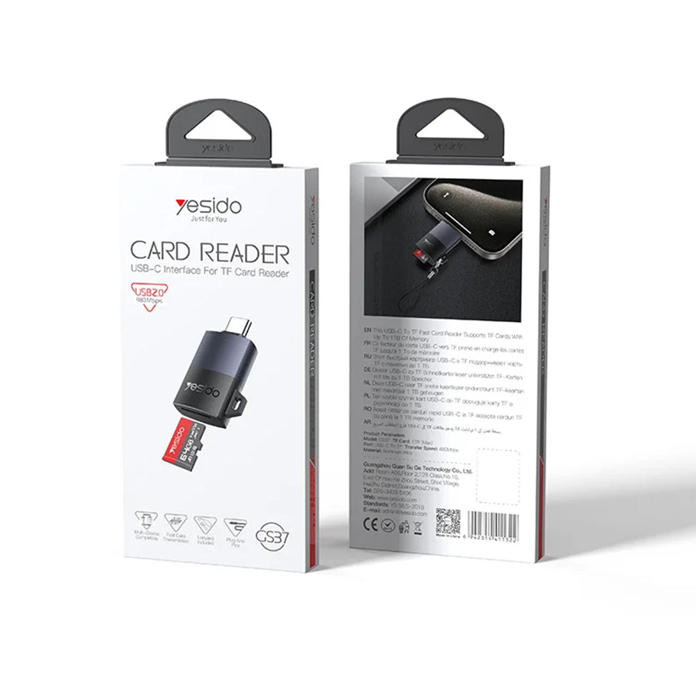Čtečka karet USB-C Yesido GS37, microSD, černá