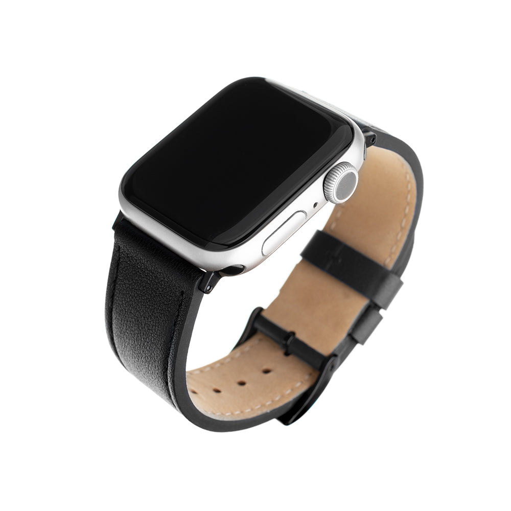 Kožený řemínek Fixed pro Apple Watch 49mm / 46mm / 45mm / 44mm / 42mm Series, černý
