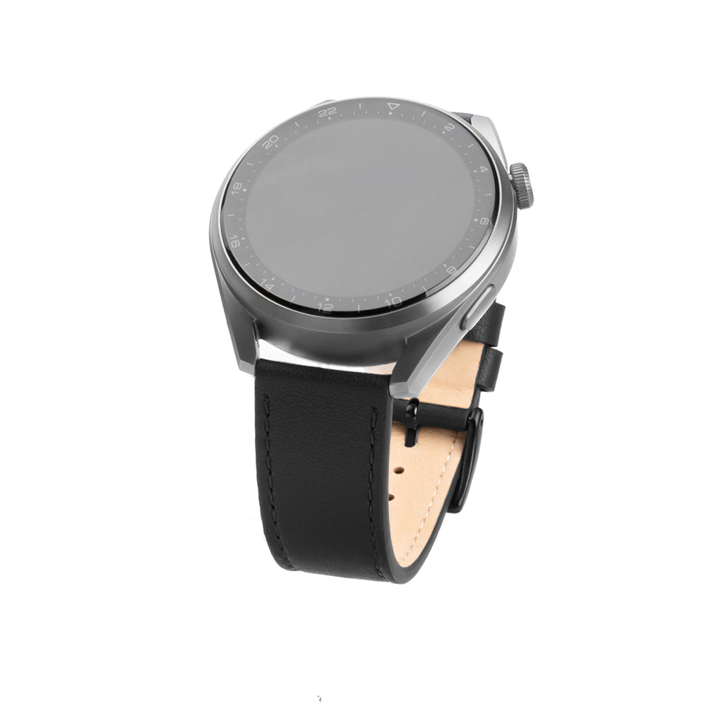 Fixed Leather Strap for Huawei Watch / Xiaomi Watch Series, 22mm, Black
