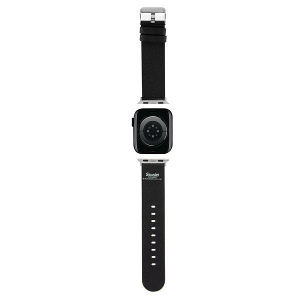 Pásek Hello Kitty Leather Kitty & Bows pro Apple Watch 42mm / 41mm / 40mm / 38mm Series, Černý