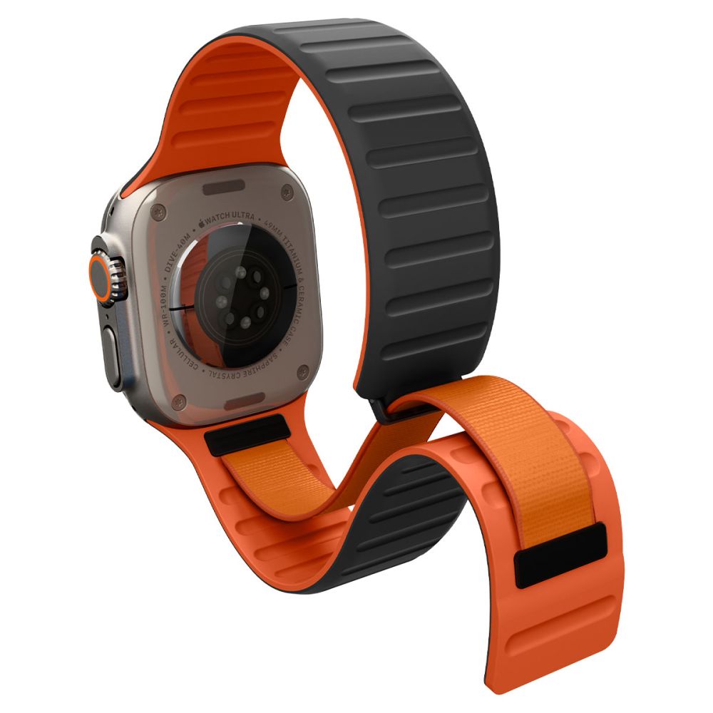 Spigen Athlex Air M Band for Apple Watch 49mm / 46mm / 45mm / 44mm Series, Black Orange AMP11534