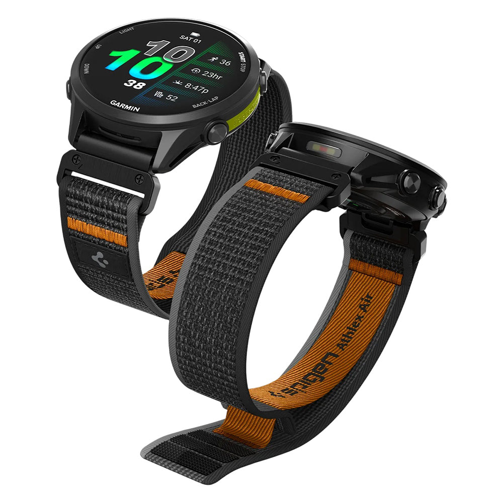 Řemínek Spigen Athlex Air pro Garmin Watch Fenix / Forerunner / Approach Series, 22mm, Černo-oranžový AMP11426