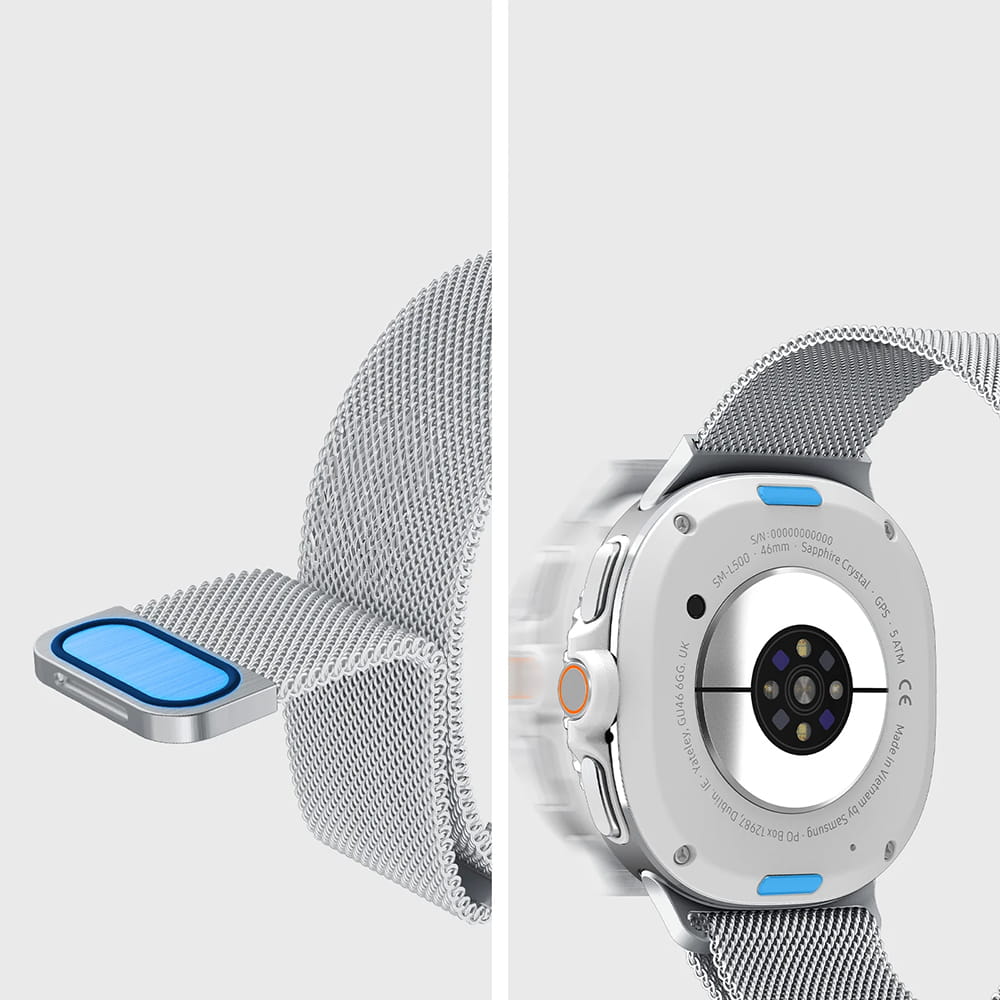 Řemínek Spigen Metal Fit pro Samsung Galaxy Watch9 / Watch8 / Watch8 Classic Series, stříbrný AMP10121