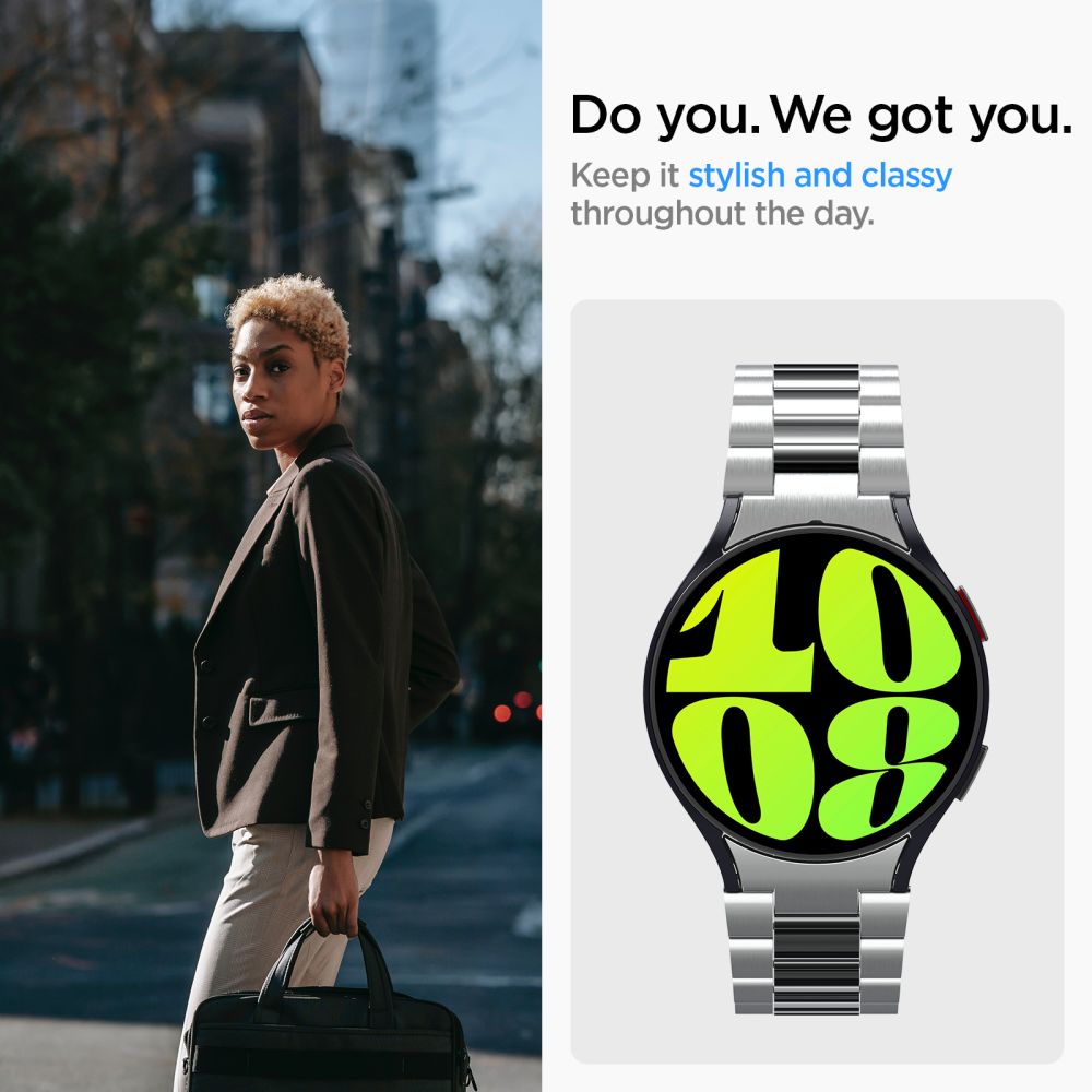 Popruh Spigen Modern Fit pro Samsung Galaxy Watch6 44mm, Stříbrný.