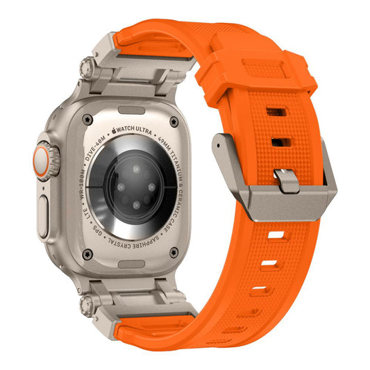 Techsuit W064 Strap for Apple Watch 49mm / 46mm / 45mm / 44mm / 42mm Series, Silver Orange