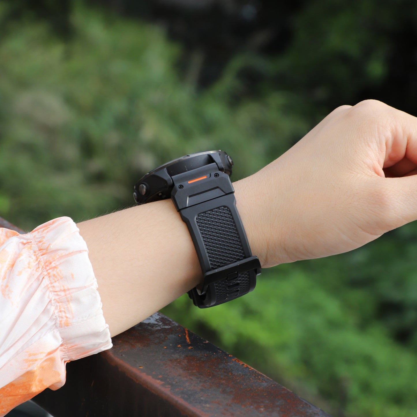 Techsuit W068 Strap for Garmin Watch Fenix / Forerunner / Approach Series, 22mm, Black Green