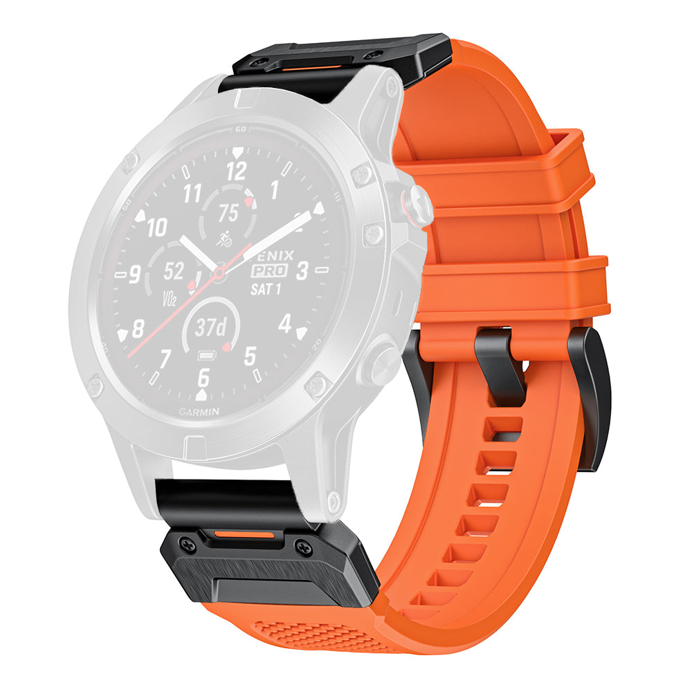 Techsuit W068 pásek pro Garmin Watch Fenix Series, 26mm, Černooranžový