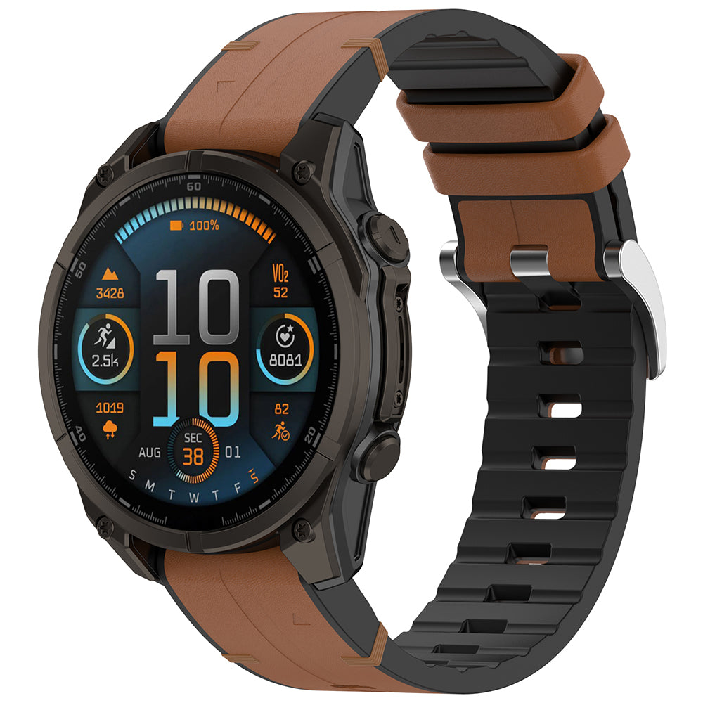 Techsuit W071 pásek pro Garmin Watch Fenix / Forerunner Series, 22mm, hnědý