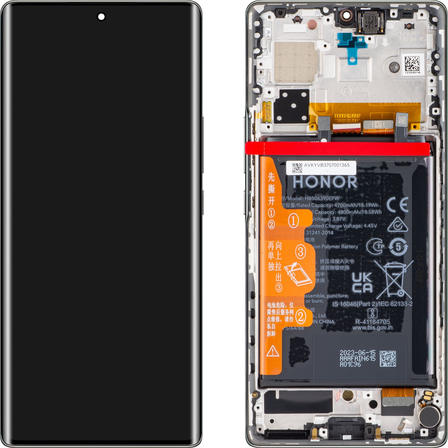 Dotykový displej Honor 70, s rámečkem a baterií, půlnoční černá, servisní balení 0235ACMF