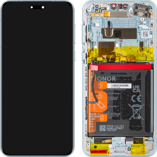 Displej s dotykovou obrazovkou Honor Magic7 Pro, s rámem a baterií, modrý (Breeze Blue), Service Pack 0235AMRP