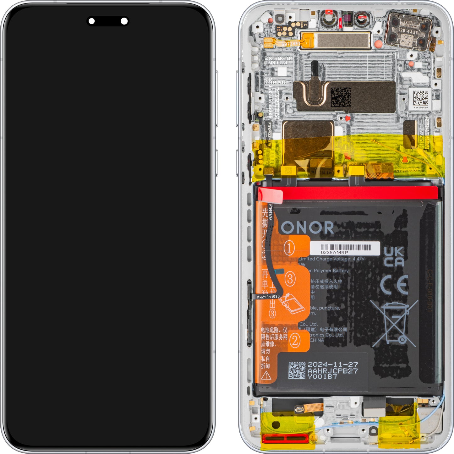 Displej s dotykovou obrazovkou Honor Magic7 Pro, s rámem a baterií, šedá (Lunar shadow Grey), Service Pack 0235AMRN