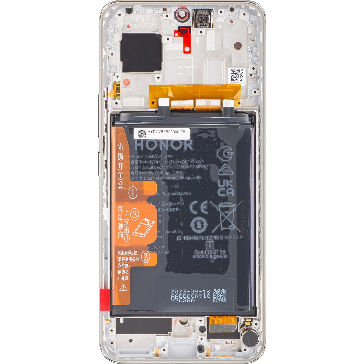 Dotykový displej Honor 90, s rámečkem a baterií, stříbrný (Diamond Silver), servisní balíček 0235AGDR