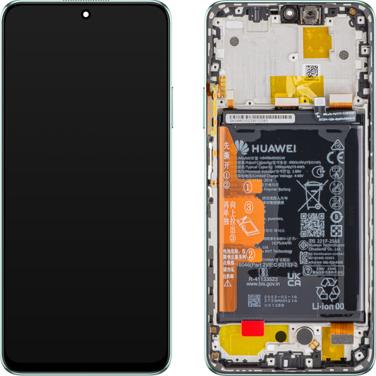 Displej s dotykovou obrazovkou Huawei nova Y90, s rámečkem a baterií, smaragdově zelený, servisní balíček 02355ARG