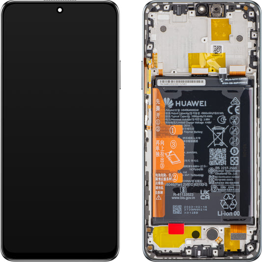 Displej s dotykovou obrazovkou Huawei nova Y90, s rámečkem a baterií, Midnight Black, servisní balení 02355ARF