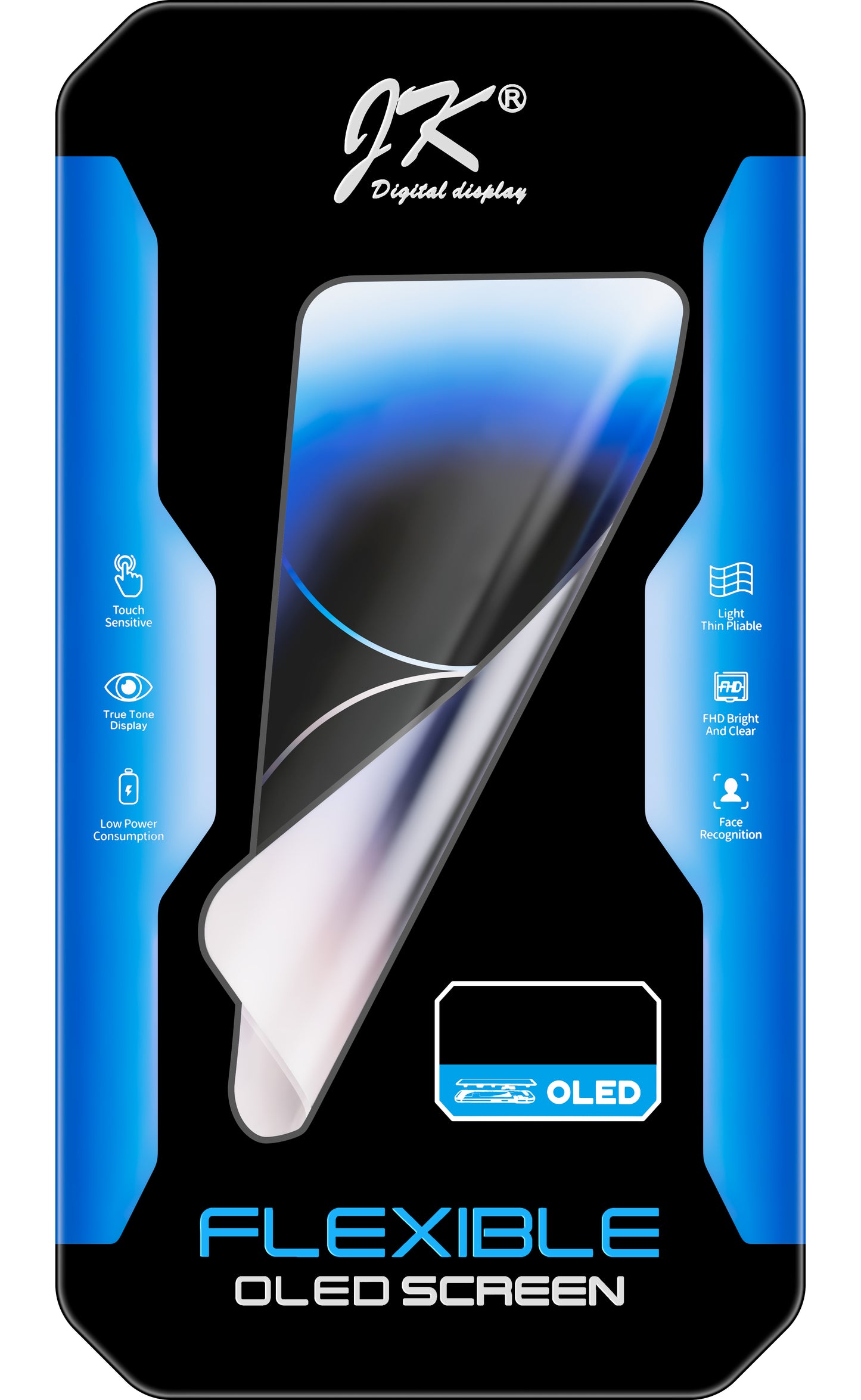 Displej s dotykovou obrazovkou JK pro Apple iPhone 11 Pro Max, s rámem, verze OLED IC Movable, černý