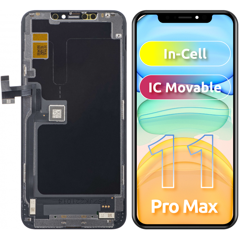 Dotykový displej JK pro Apple iPhone 11 Pro Max, s rámečkem, verze In-Cell LCD, černý
