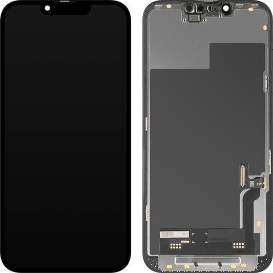 Displej s dotykovým panelem MP kompatibilní s Apple iPhone 13, s rámem, verze Soft OLED IC Movable FHD, černý