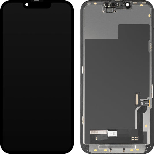 Displej s dotykovým MP kompatibilní s Apple iPhone 13, s rámem, verze Soft OLED FHD Diagnostic, černý