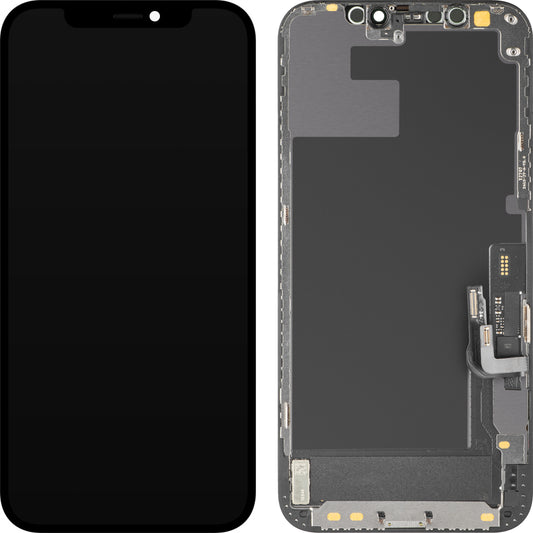Displej s dotykovým panelem MP kompatibilní s Apple iPhone 12 / 12 Pro, s rámem, verze Soft OLED IC Movable FHD, černý