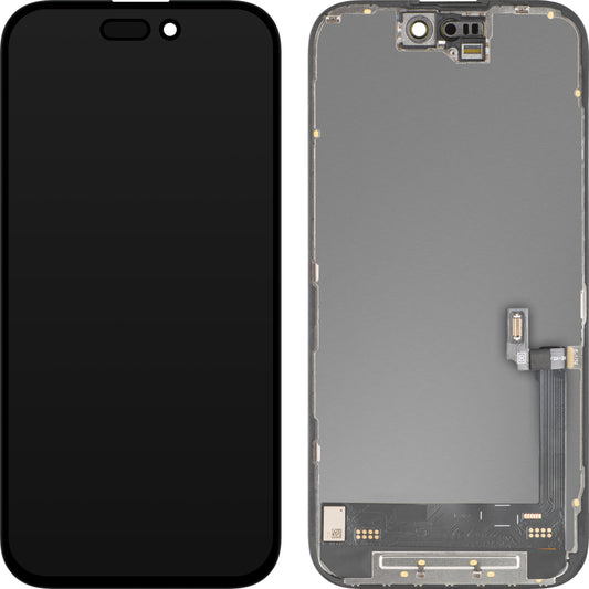 Displej s dotykovým panelem MP kompatibilní s Apple iPhone 16, s rámem, verze Soft OLED FHD 120Hz IC Movable, černý