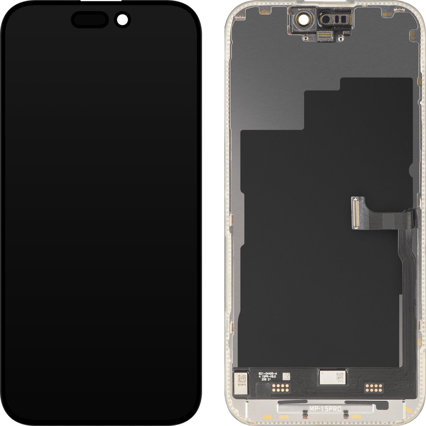 Displej s dotykovou obrazovkou MP kompatibilní s Apple iPhone 15 Pro, s rámečkem, prémiová verze Soft OLED FHD 120Hz diagnostická, černá
