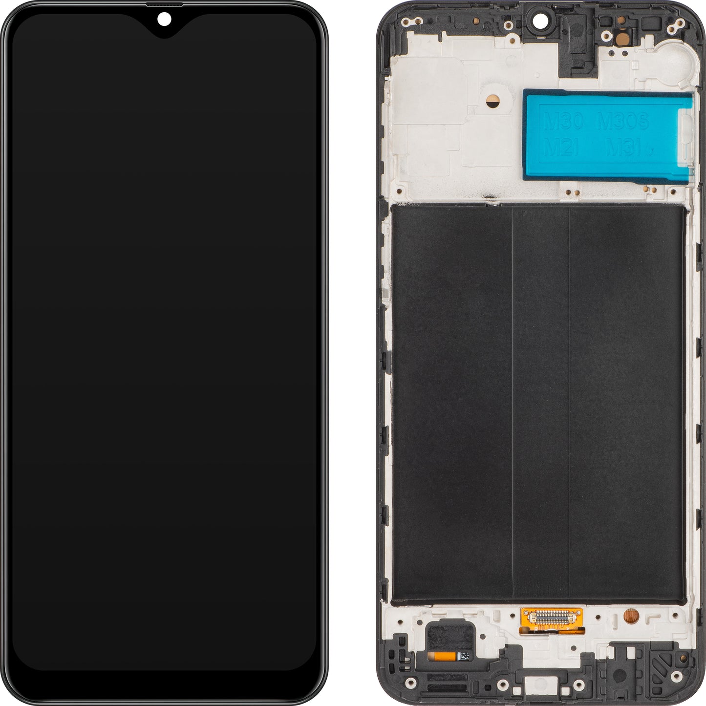 Dotykový displej MP kompatibilní s telefony Samsung Galaxy M31 M315 / M21 M215 / M30s M307 / M30 M305, s rámečkem, verze OLED, černý