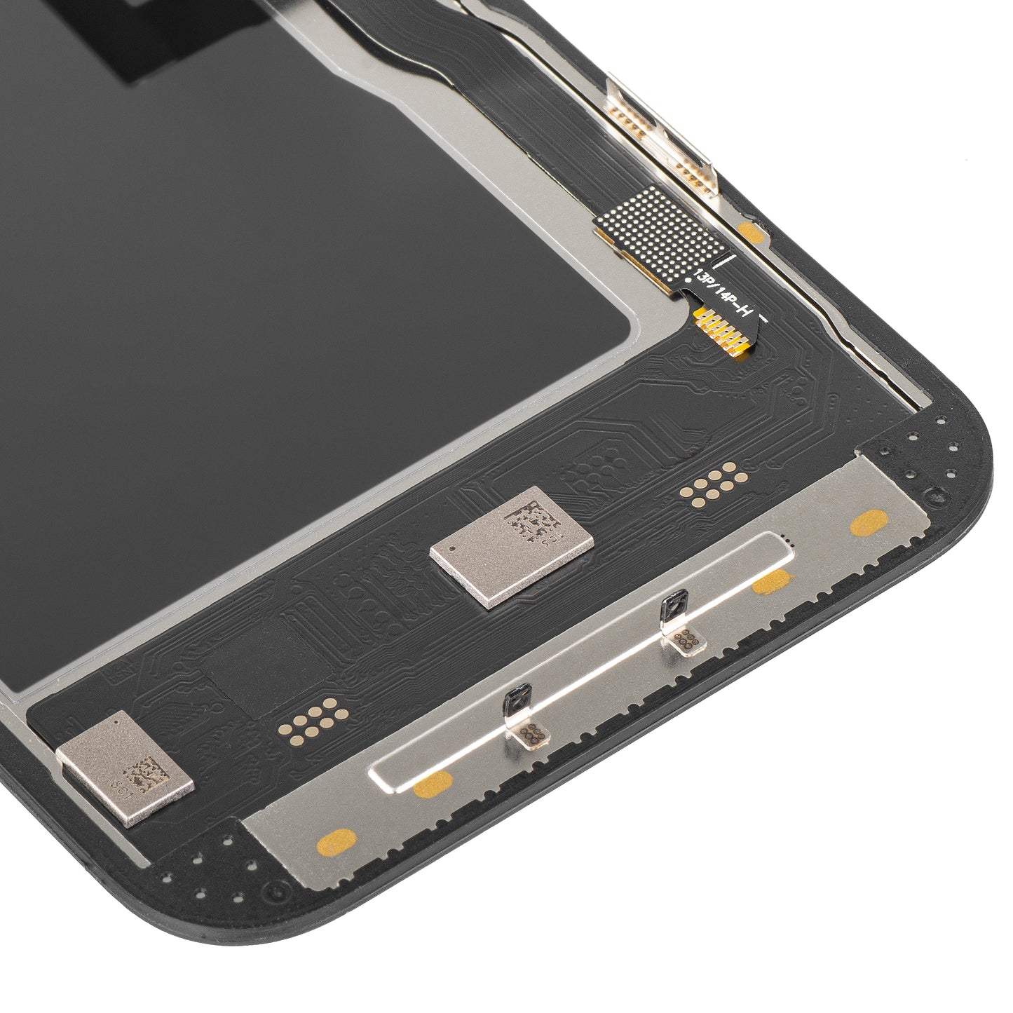 MP Touchscreen Display compatible with Apple iPhone 13 Pro, with Frame, Soft OLED FHD 120Hz IC Movable Version, Black