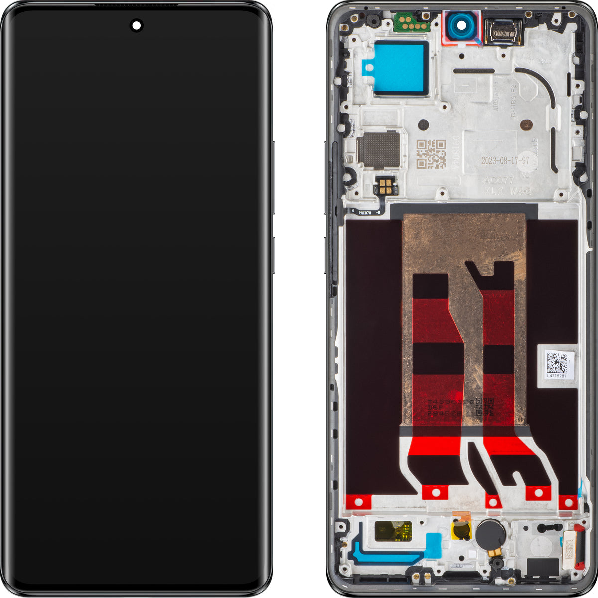 Dotykový displej Oppo Reno10 Pro s rámečkem, černý (stříbřitě šedý), servisní balíček 621029000057