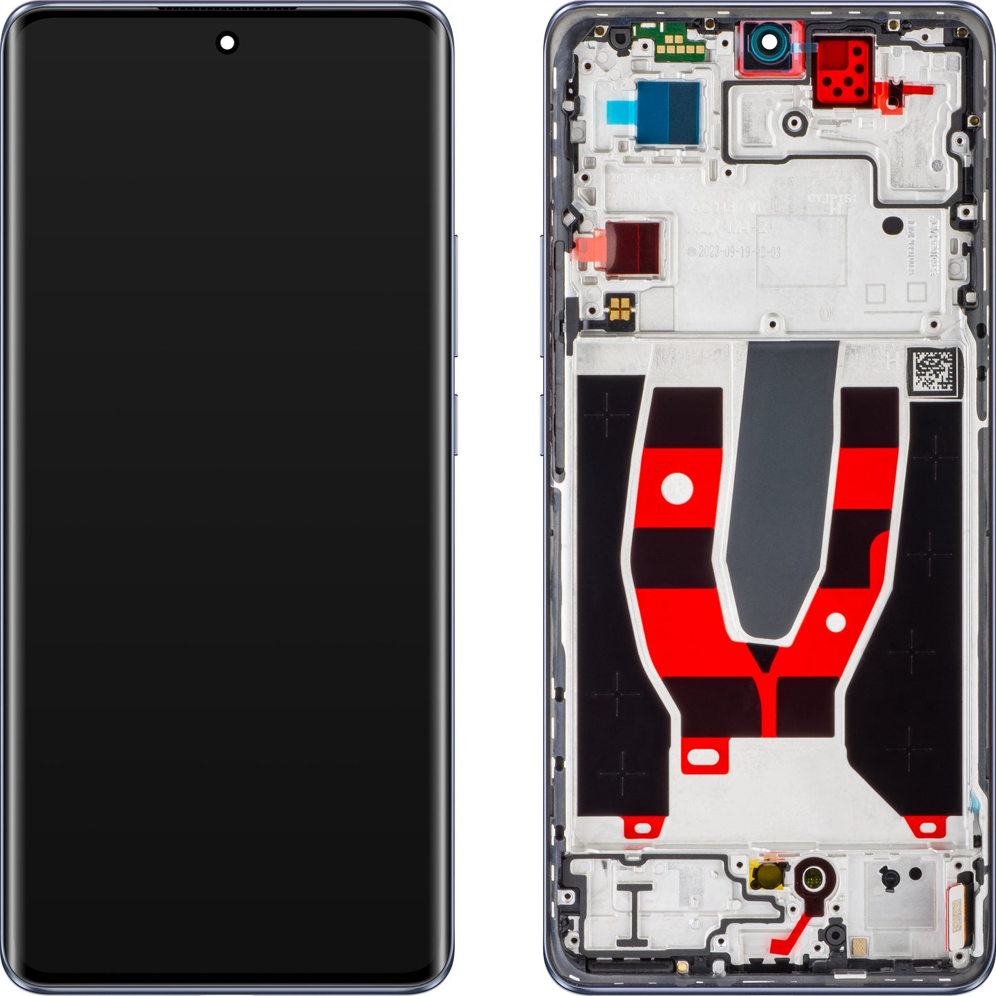 Dotykový displej Oppo Reno10 s rámečkem, modrý (ledově modrý), servisní balíček 621029000061