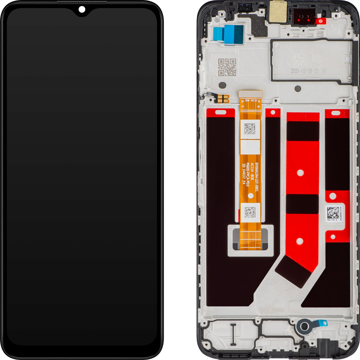 Dotykový displej Oppo A18 / A38 s rámečkem, černý, servisní balíček 621029000099