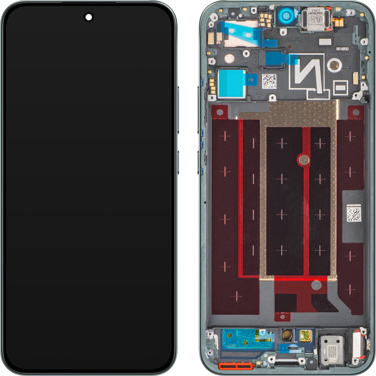 Displej s dotykovou obrazovkou Oppo Reno14, s rámem, Zelená (Forest Green), Service Pack 621029000602