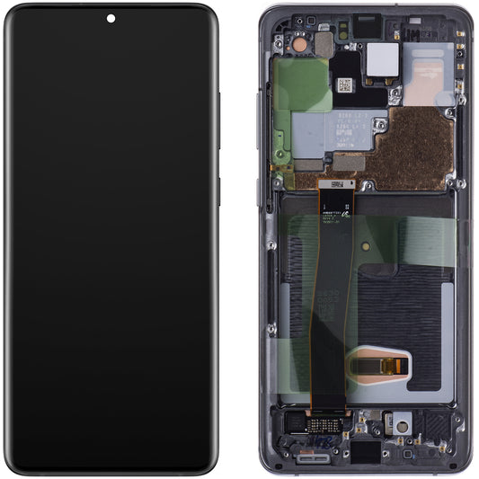 Samsung Galaxy S20 Ultra 5G G988 / S20 Ultra G988 Dotykový displej, s rámečkem, černý, servisní balíček GH82-26032A