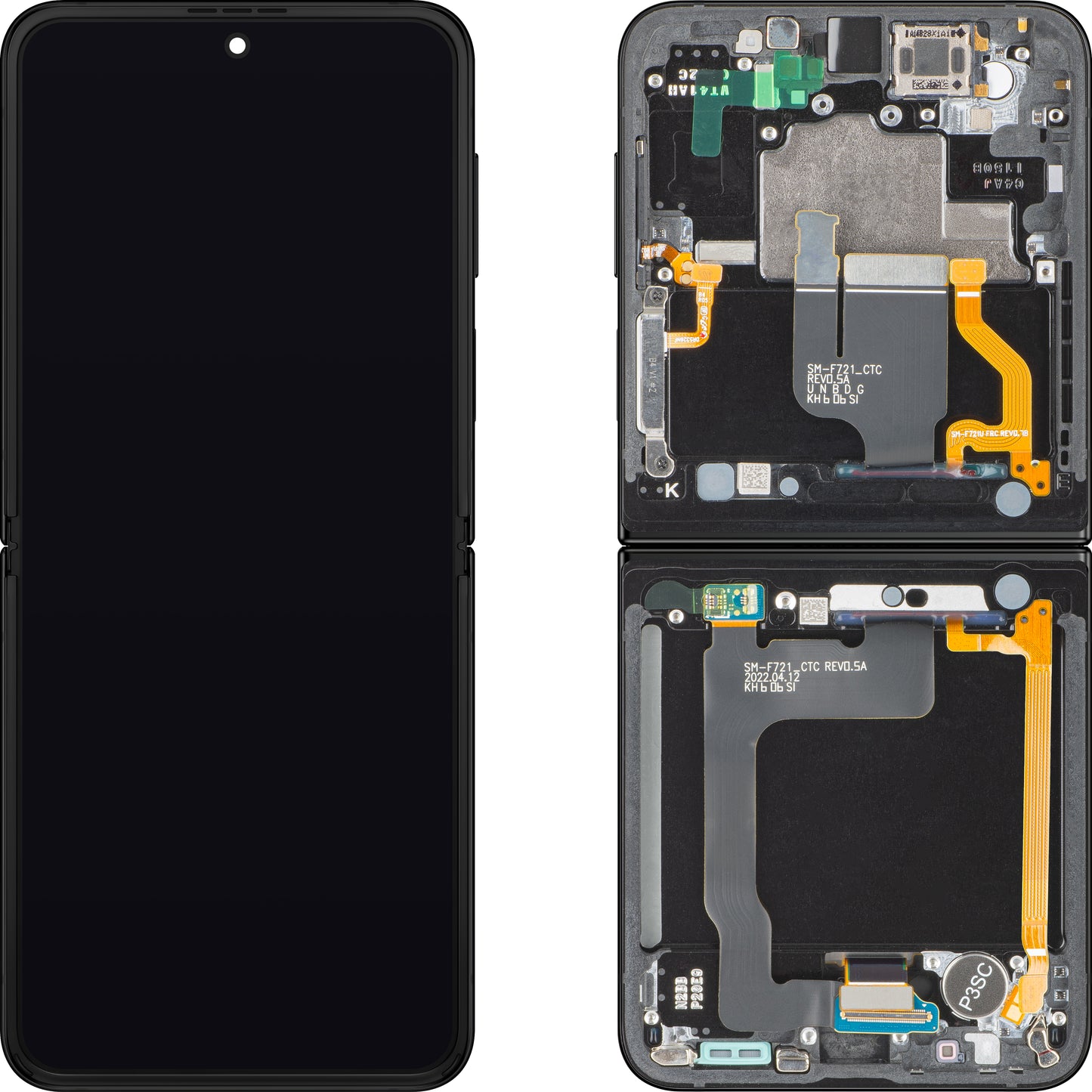 Displej s dotykovou obrazovkou Samsung Galaxy Z Flip4 F721, s rámečkem, Sub Inner, černý, servisní balíček GH82-29440E