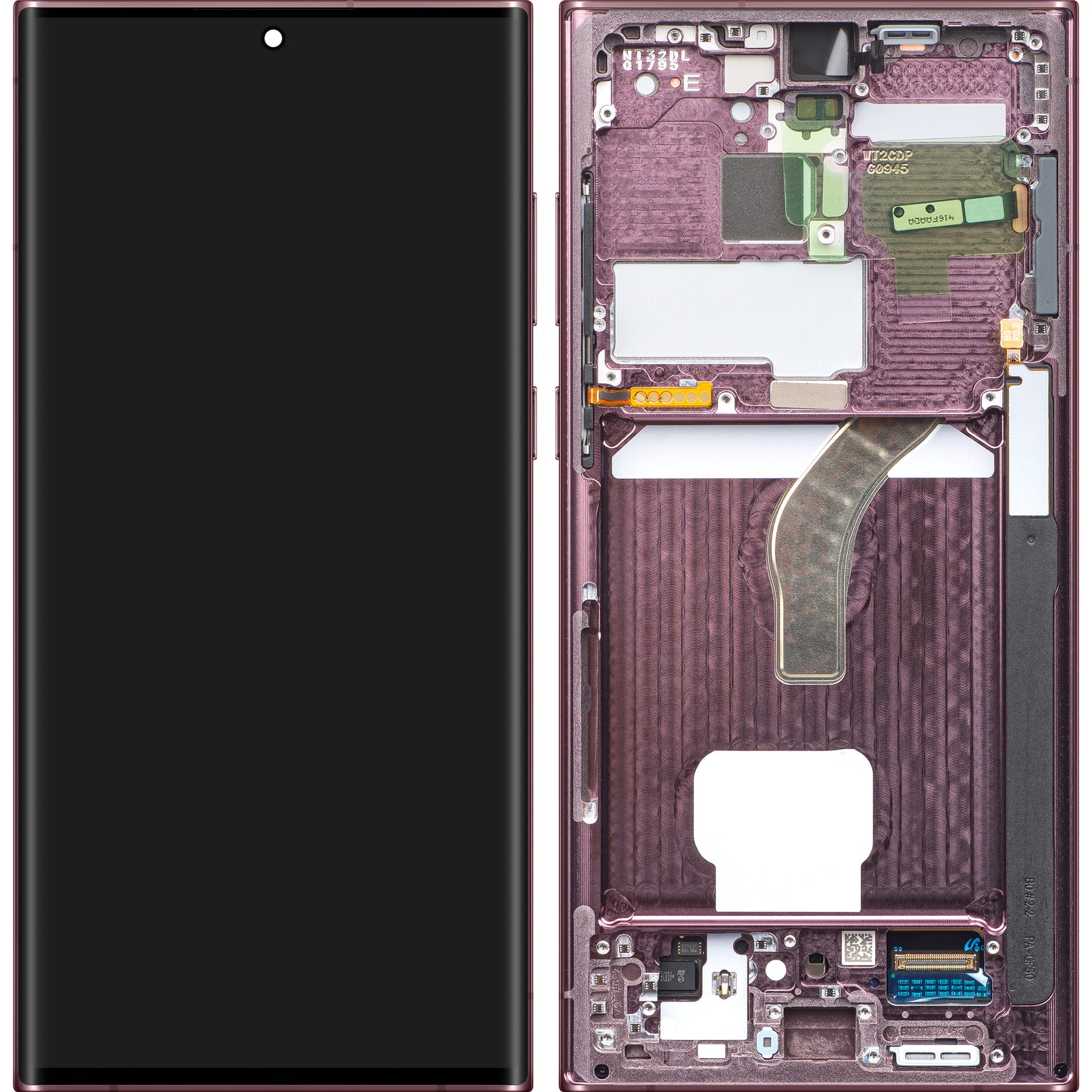 Displej s dotykovou obrazovkou Samsung Galaxy S22 Ultra 5G S908, s rámečkem, vínový, Swap GH82-27488B