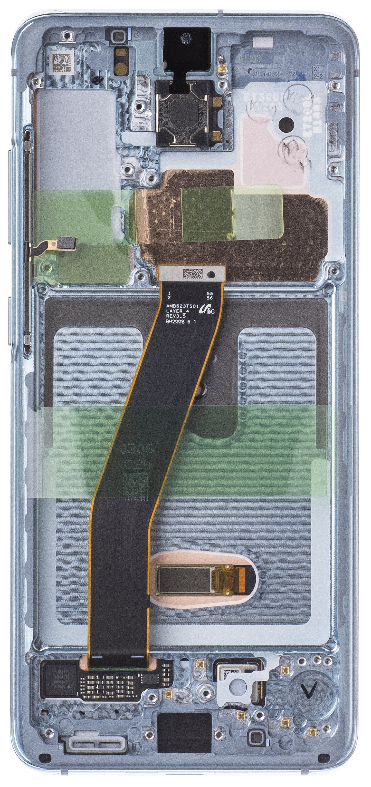 Dotykový displej Samsung Galaxy S20 5G G981 / S20 G980, s rámečkem, modrý, servisní balíček GH82-31432D