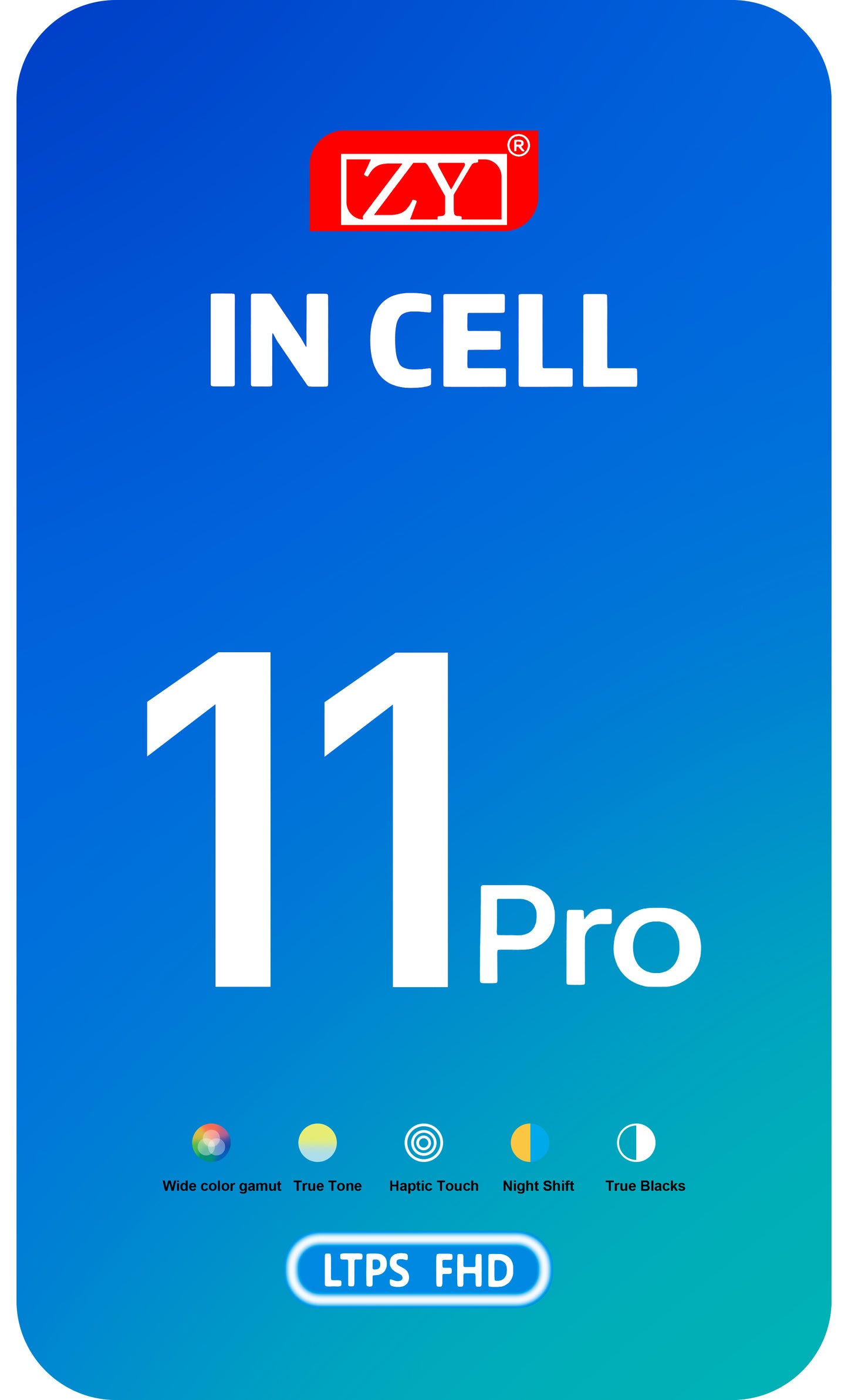 Dotykový displej ZY pro Apple iPhone 11 Pro, s rámečkem, verze In-Cell IC Movable LCD, černý