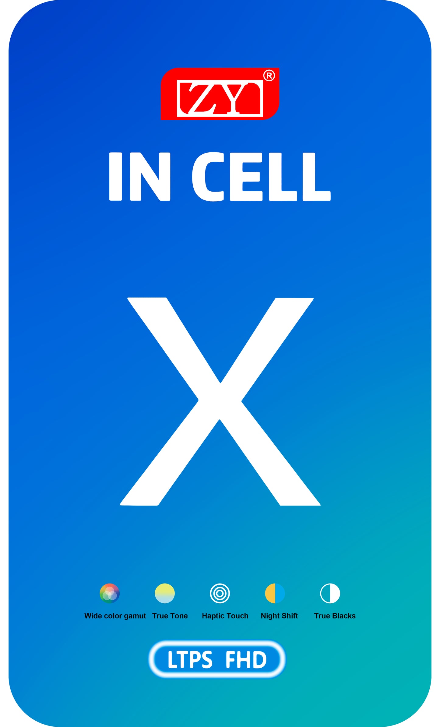 Dotykový displej ZY pro Apple iPhone X, s rámečkem, verze In-Cell LCD, černý