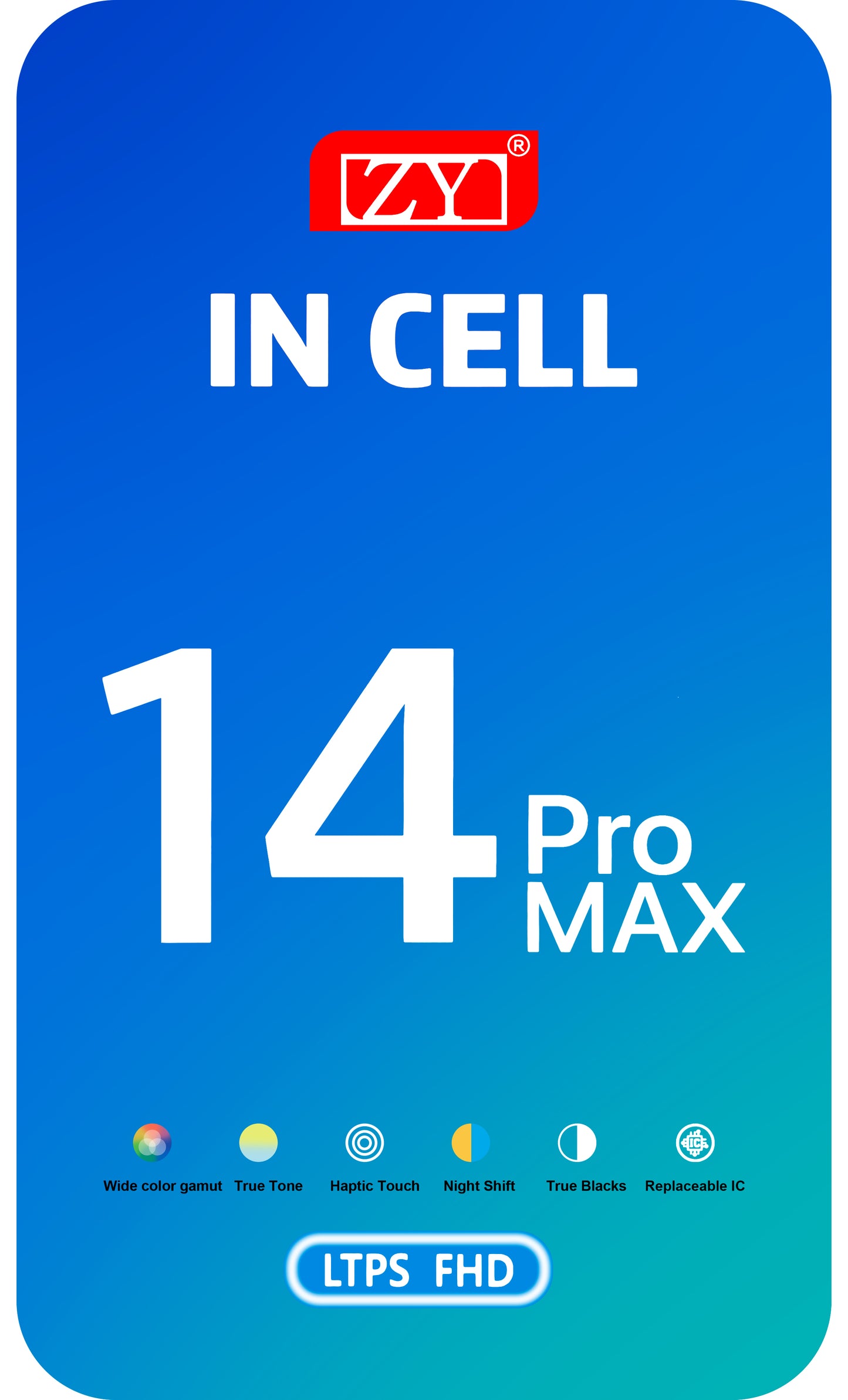 Displej s dotykovou obrazovkou ZY pro Apple iPhone 14 Pro, s rámečkem, verze LCD In-Cell IC pohyblivý, černý