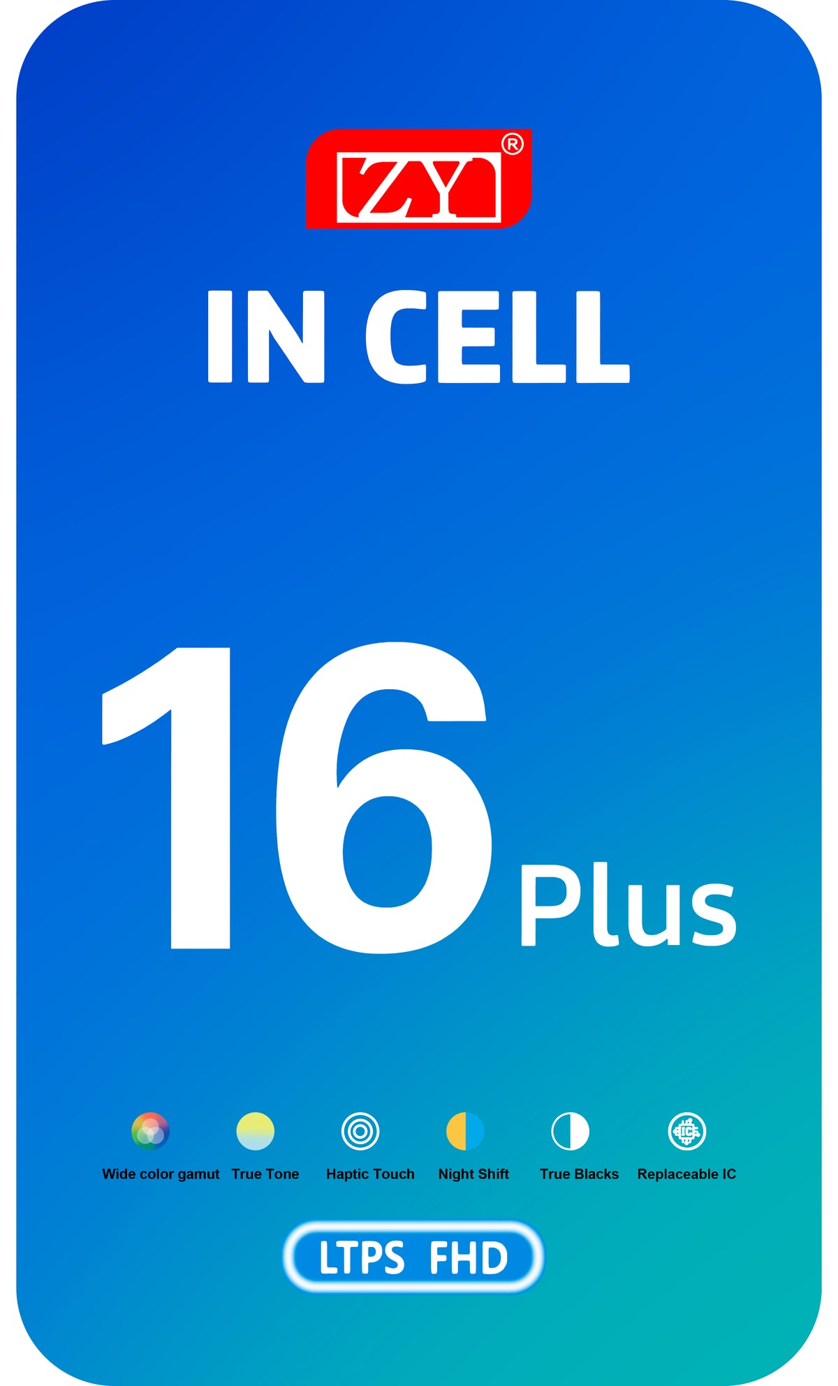 Displej s dotykovým panelem ZY pro Apple iPhone 16 Plus, s rámem, LCD verze In-Cell IC Movable, černý