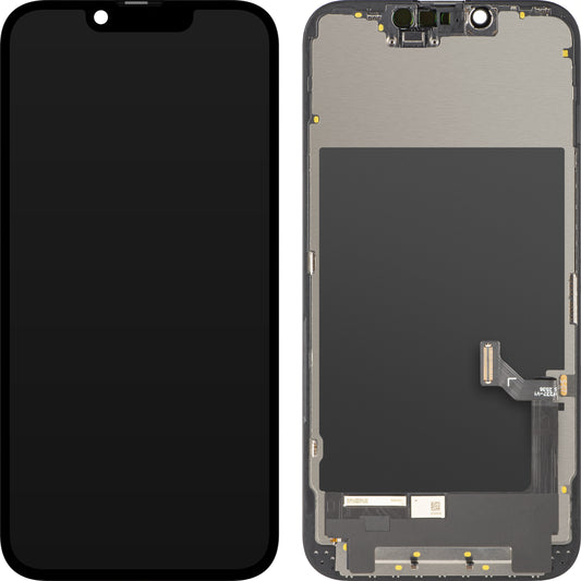 Displej s dotykovou obrazovkou ZY pro Apple iPhone 17e / 16e, s rámečkem, verze LCD In-Cell IC pohyblivá, černá