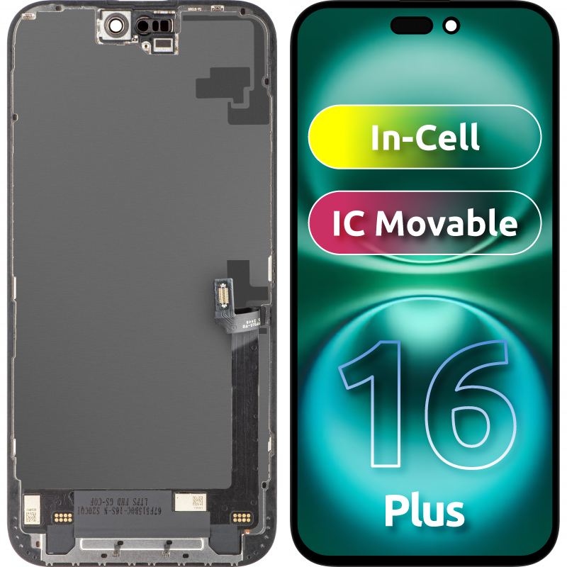 Displej s dotykovým panelem ZY pro Apple iPhone 16 Plus, s rámem, LCD verze In-Cell IC Movable, černý