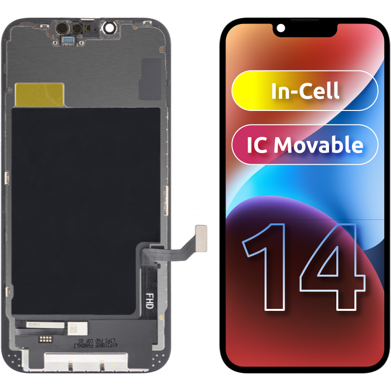 Dotykový displej ZY pro Apple iPhone 14, s rámečkem, pohyblivý, LCD In-Cell IC, černý