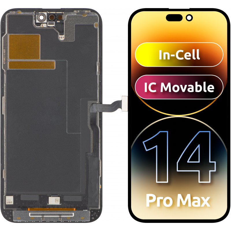 Dotykový displej ZY pro Apple iPhone 14 Pro Max, s rámečkem, verze LCD In-Cell IC pohyblivý, černý