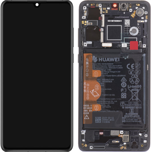 Dotykový displej Huawei P30, s rámečkem a baterií, černý, servisní balení 02354HLT