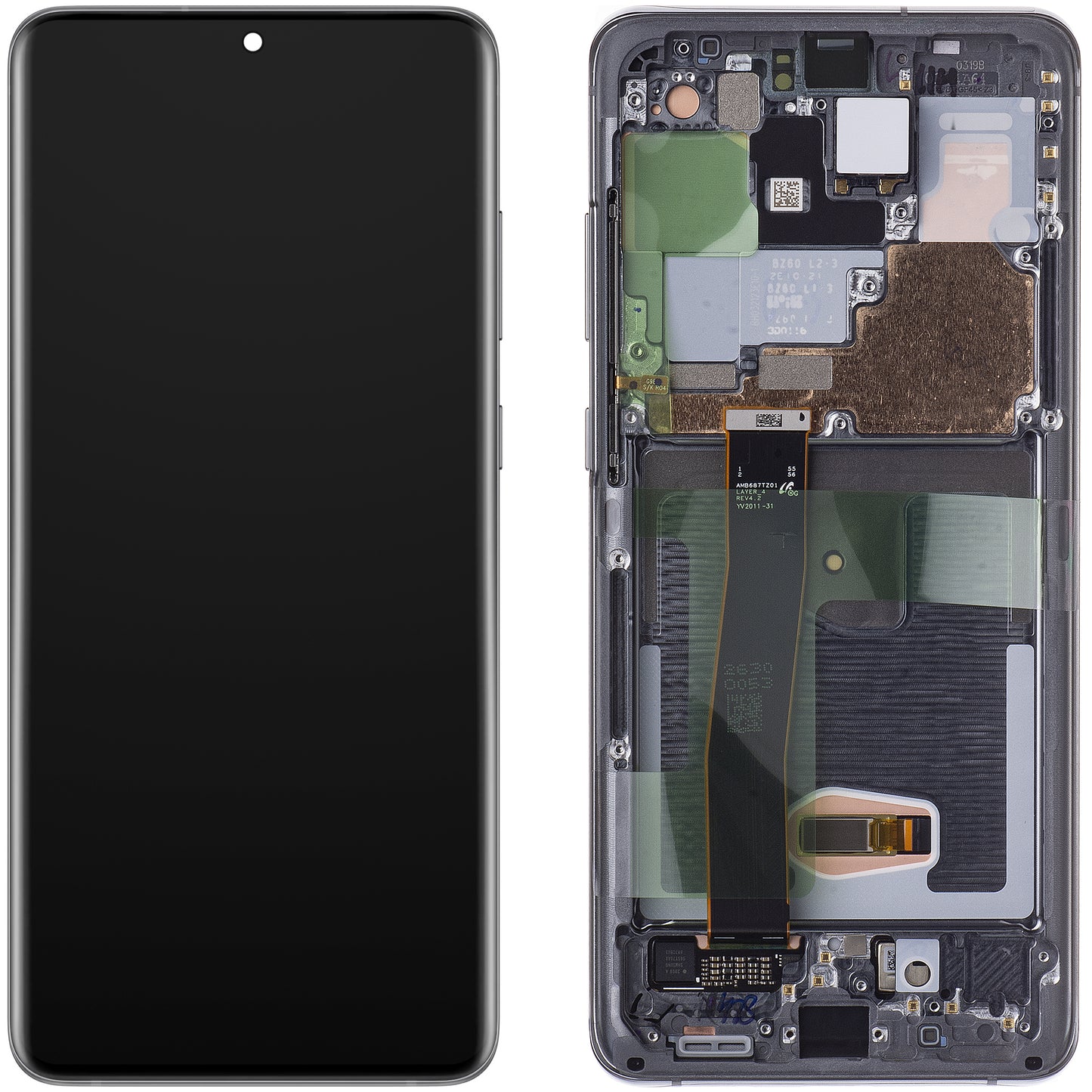 Samsung Galaxy S20 Ultra 5G G988 / S20 Ultra G988 Dotykový displej, s rámečkem, šedý, servisní balíček GH82-26032B