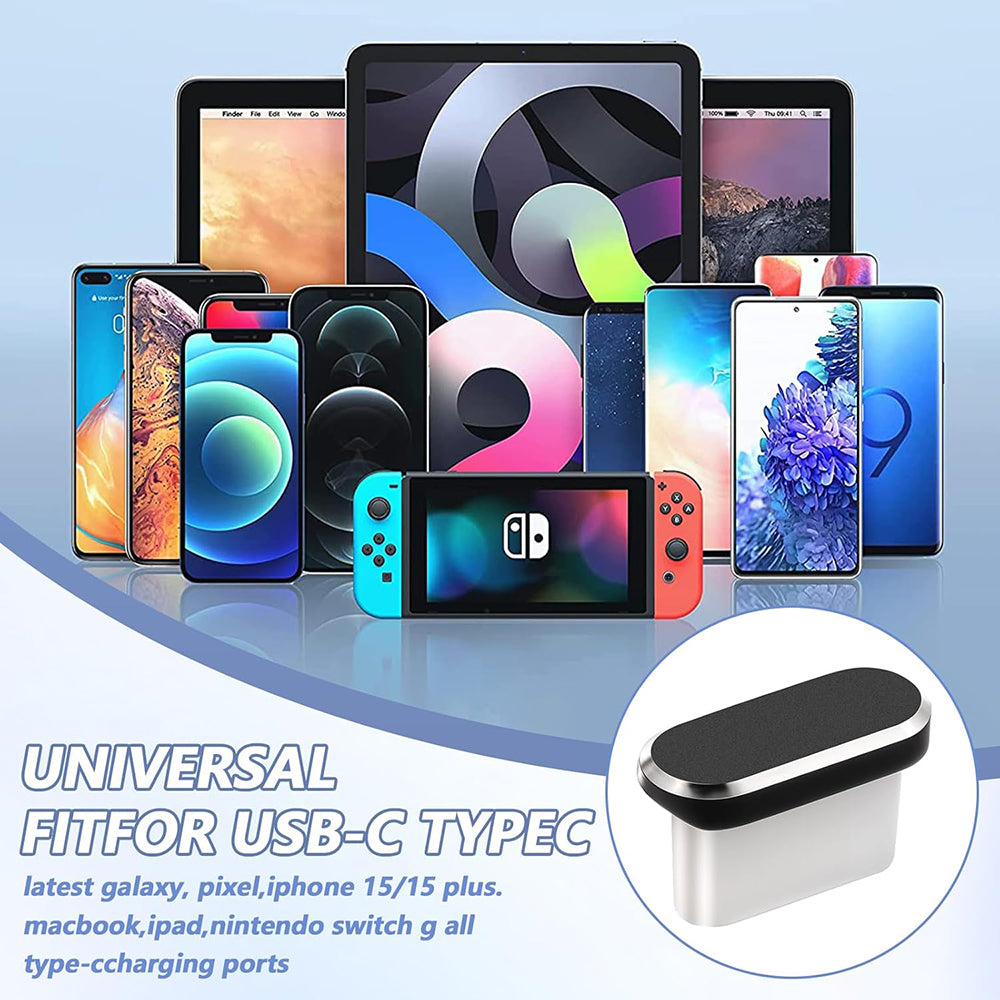 Zátka proti prachu pro telefon Techsuit AD1, USB-C, sada 4 kusů, černá