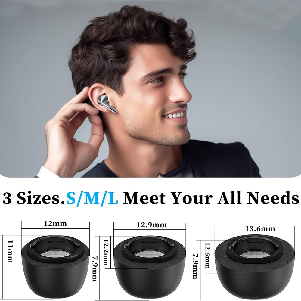 Špunty Techsuit ET3 pro Samsung Galaxy Buds3 Pro, Velikost S / M / L, Černé